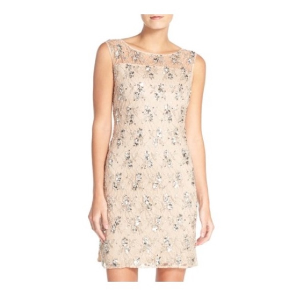 Pissarro Nights Embellished Lace Sheath Dress